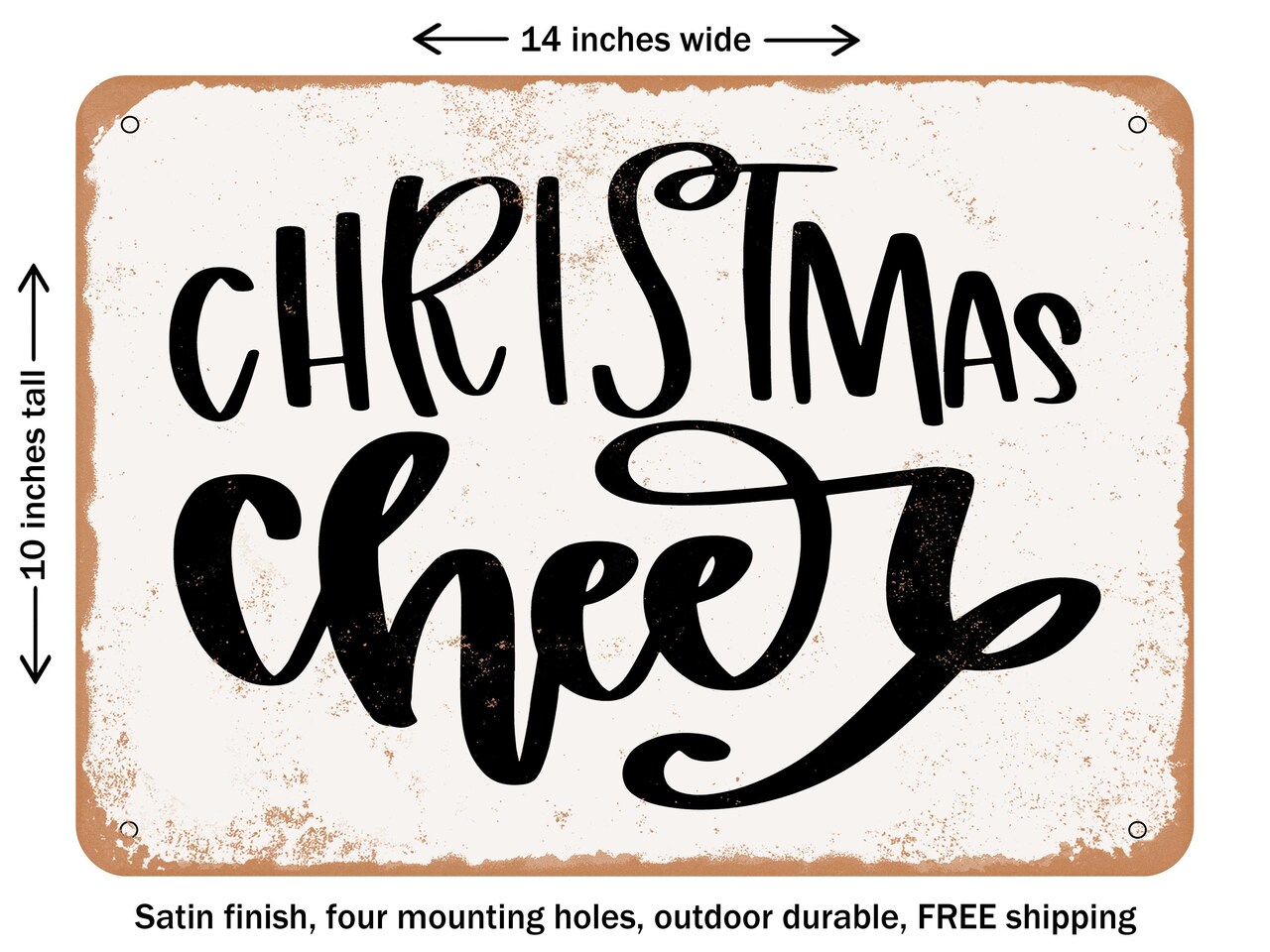 DECORATIVE METAL SIGN - Christmas Cheer Circular ornament - Vintage Rusty Look